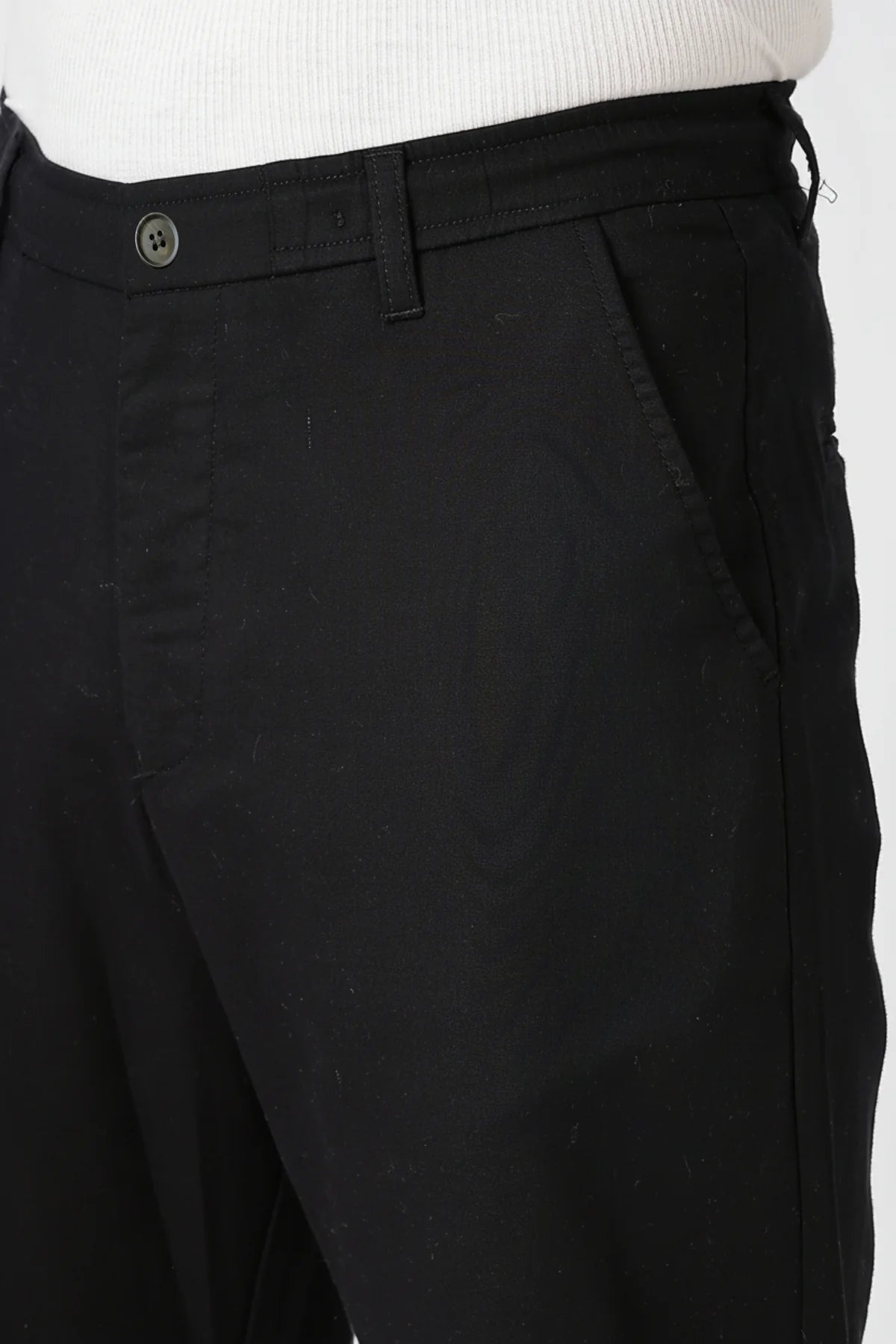 Linen-style 100% Cotton Straight Fit Black Pant