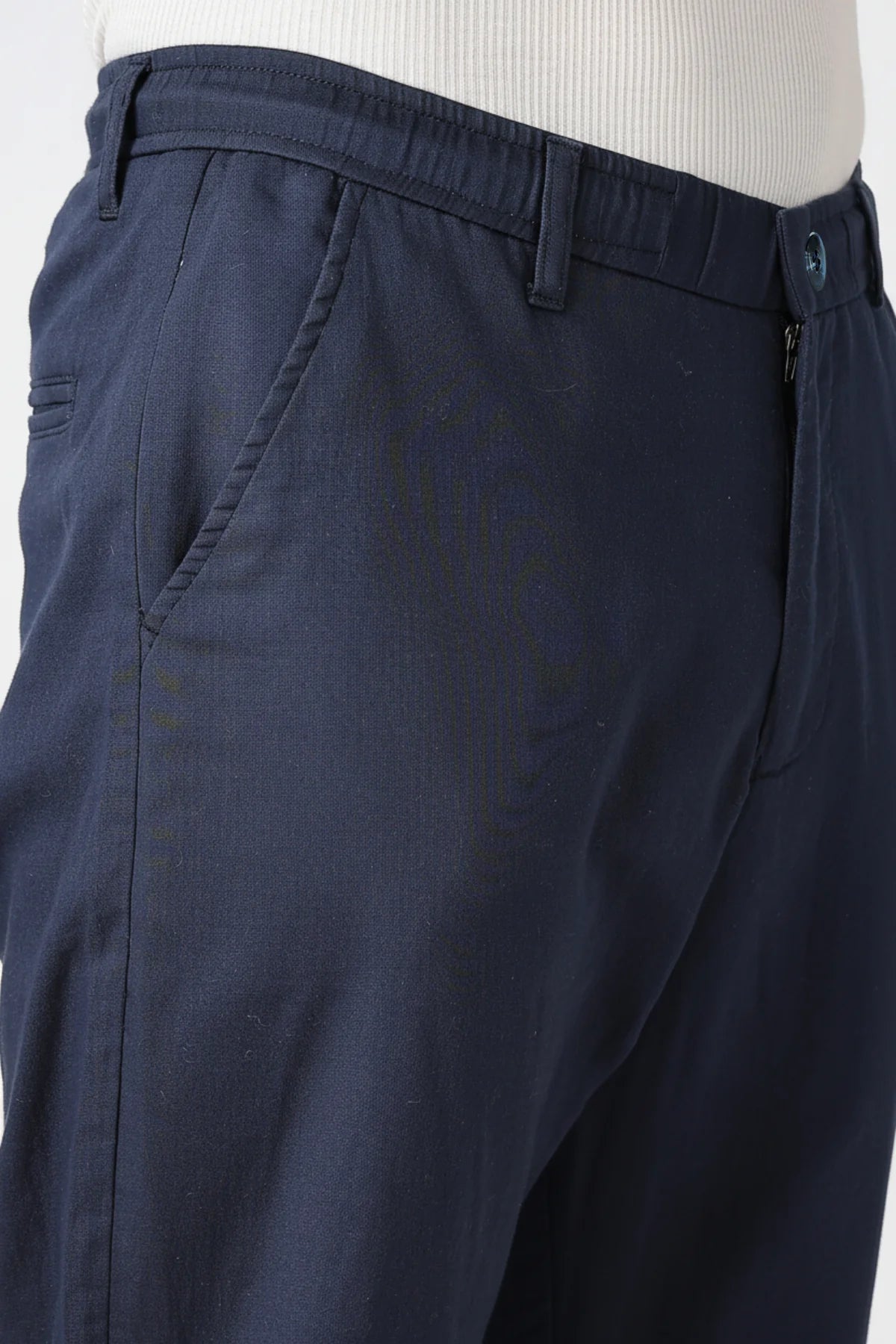 Linen-style 100% Cotton Straight Fit Navy Blue Pant