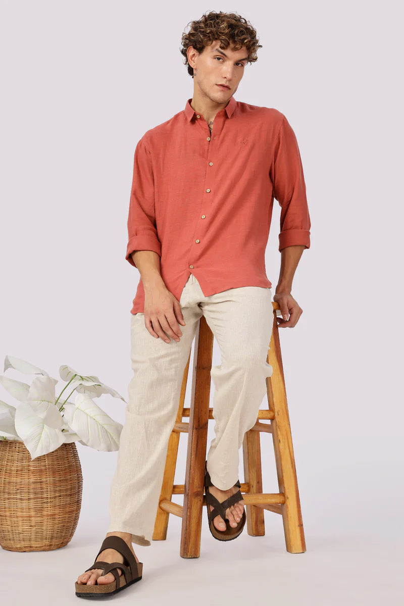 Orange 100% Linen 60s Lea Shirt