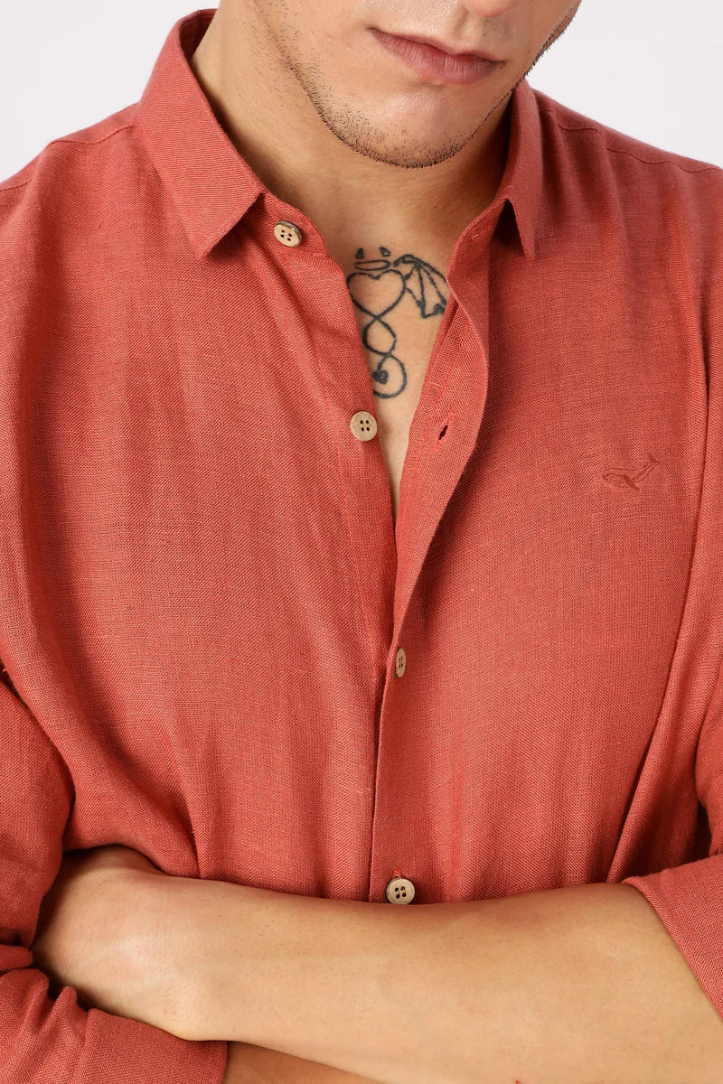 Orange 100% Linen 60s Lea Shirt