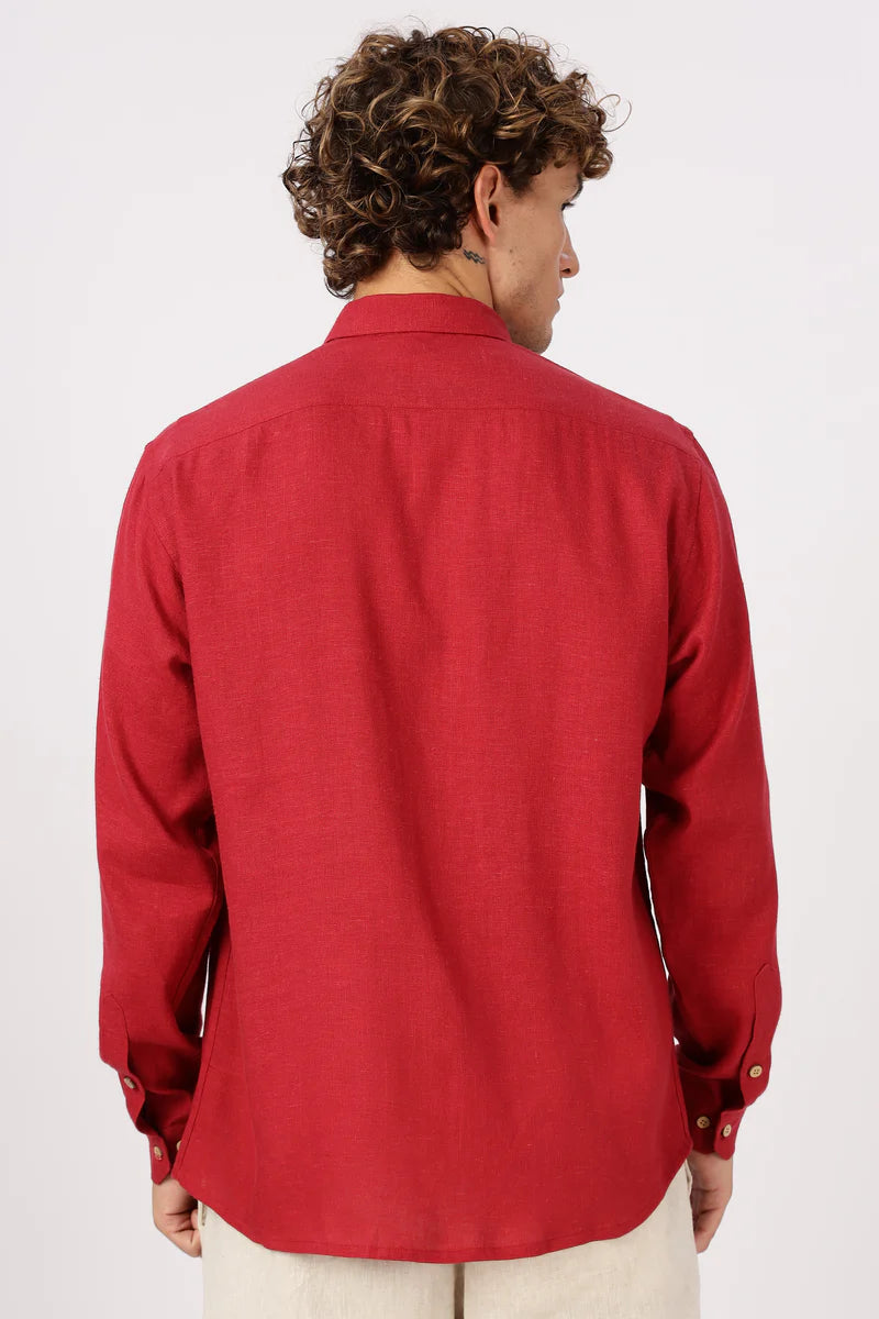 Red 100% Linen 60s Lea Shirt