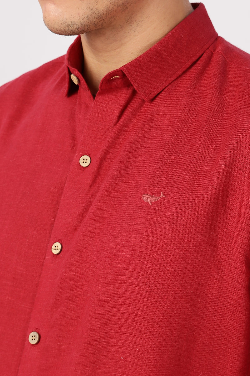 Red 100% Linen 60s Lea Shirt