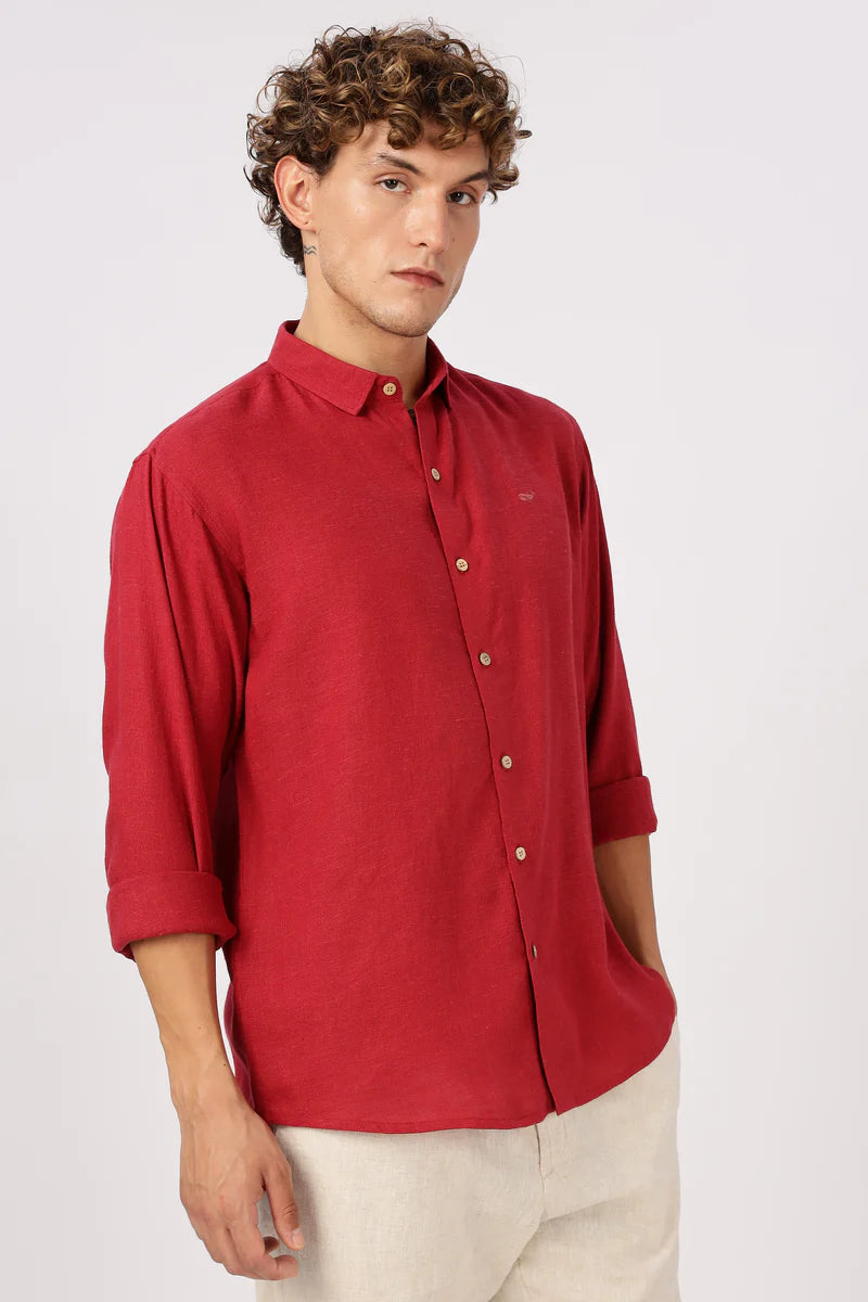 Red 100% Linen 60s Lea Shirt