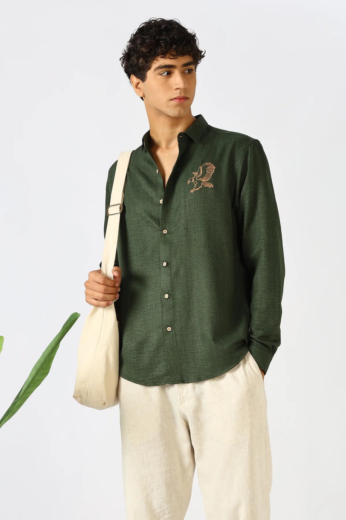 Forest Green Eagle Embroidered Shirt