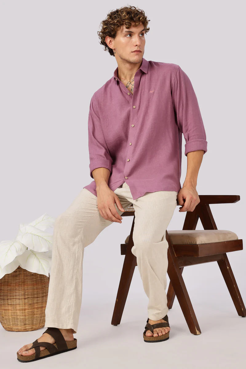 Mauve 100% Linen 60s Lea Shirt
