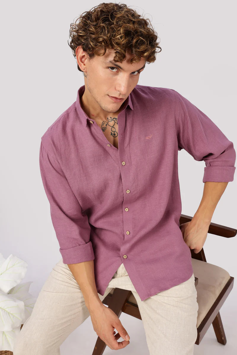 Mauve 100% Linen 60s Lea Shirt