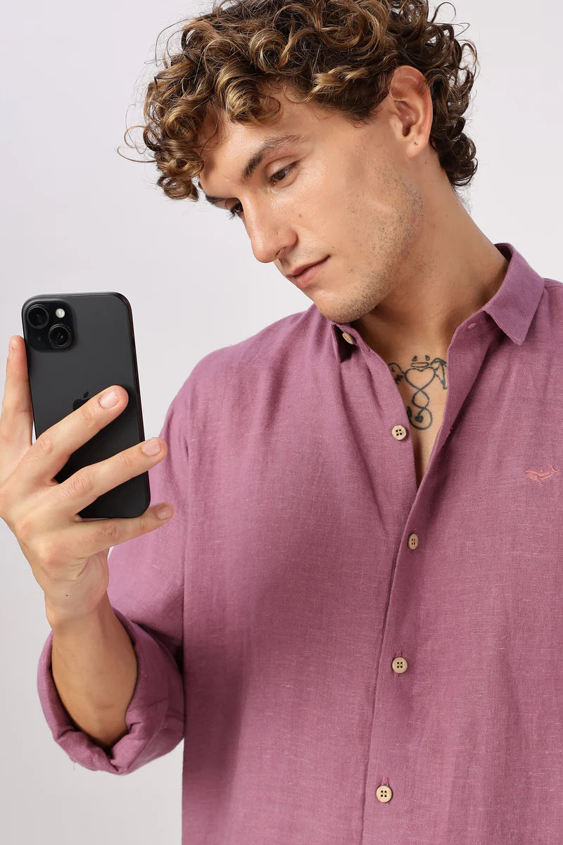 Mauve 100% Linen 60s Lea Shirt