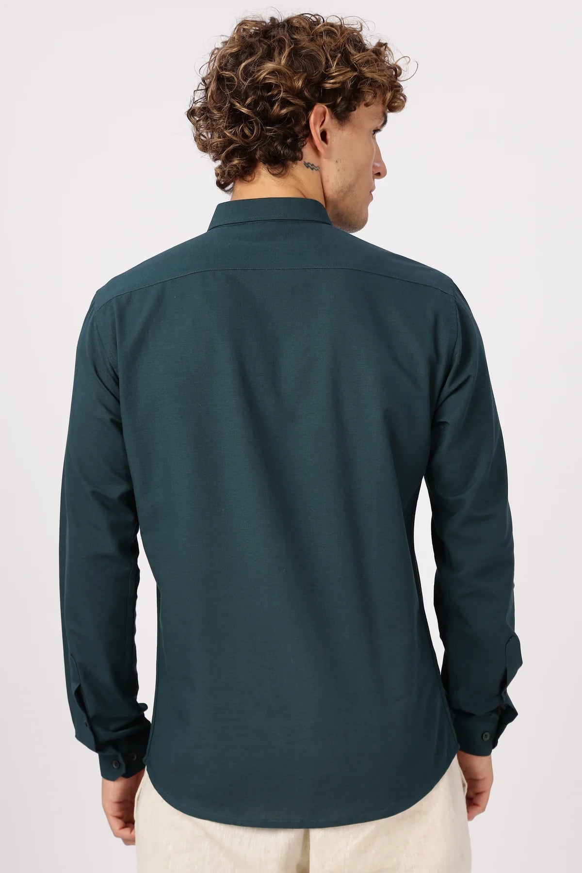 Wave Rider Embroidered Teal Cotton Shirt