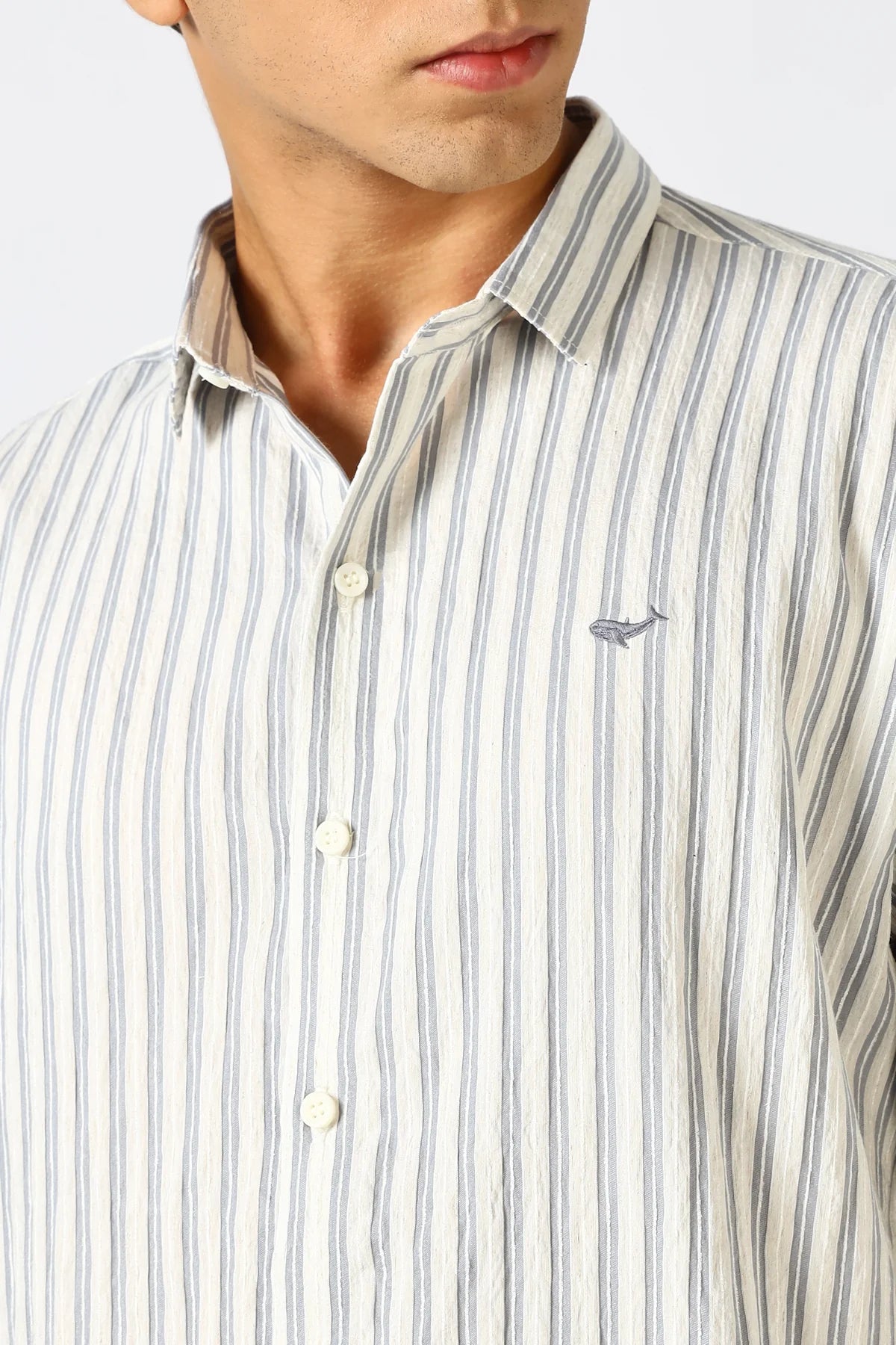 Ocean Hues Striped Seer Sucker Essential Shirt