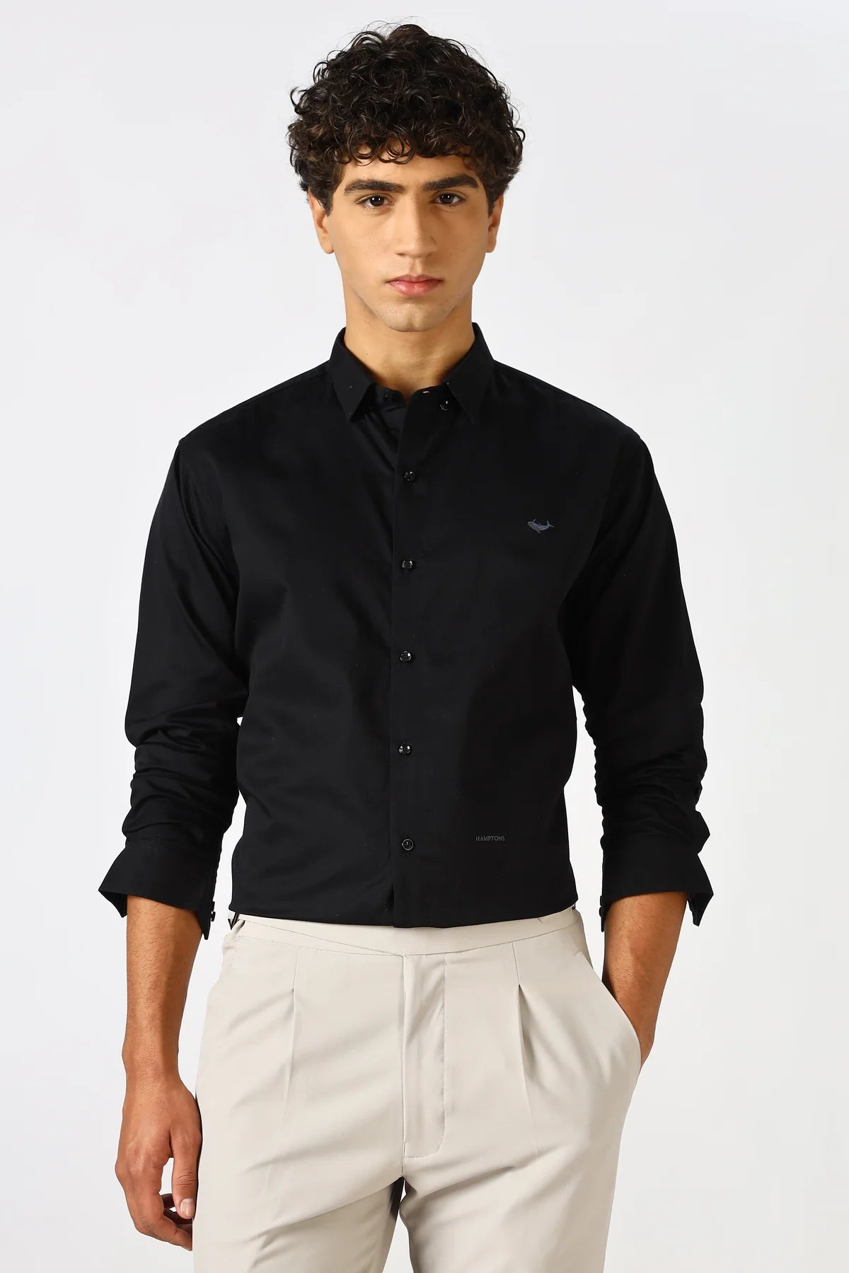 Midnight Black Cinematic Satin 100% Giza Cotton Shirt
