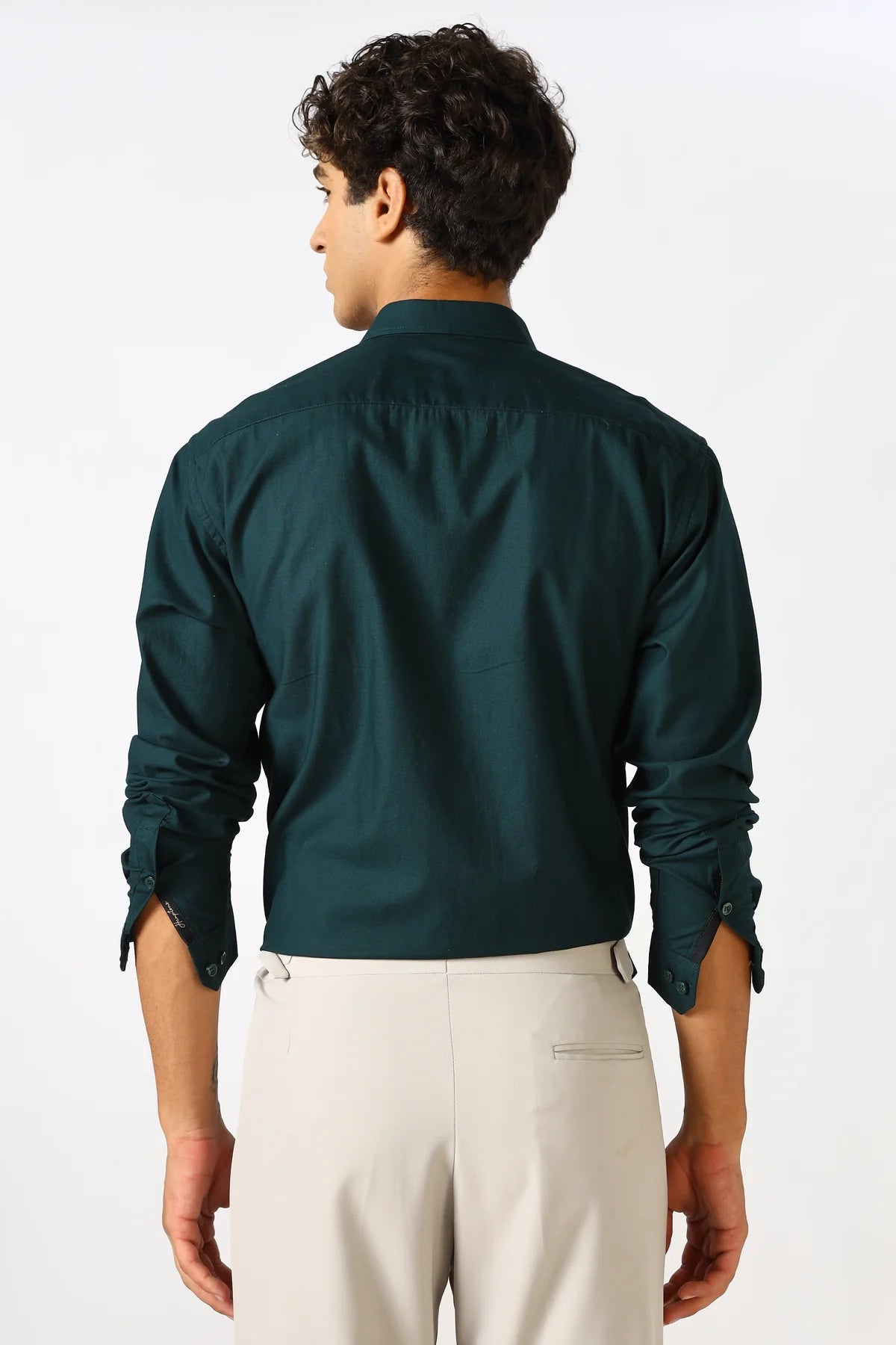 Emerald Green Cinematic Satin 100% Giza Cotton Shirt