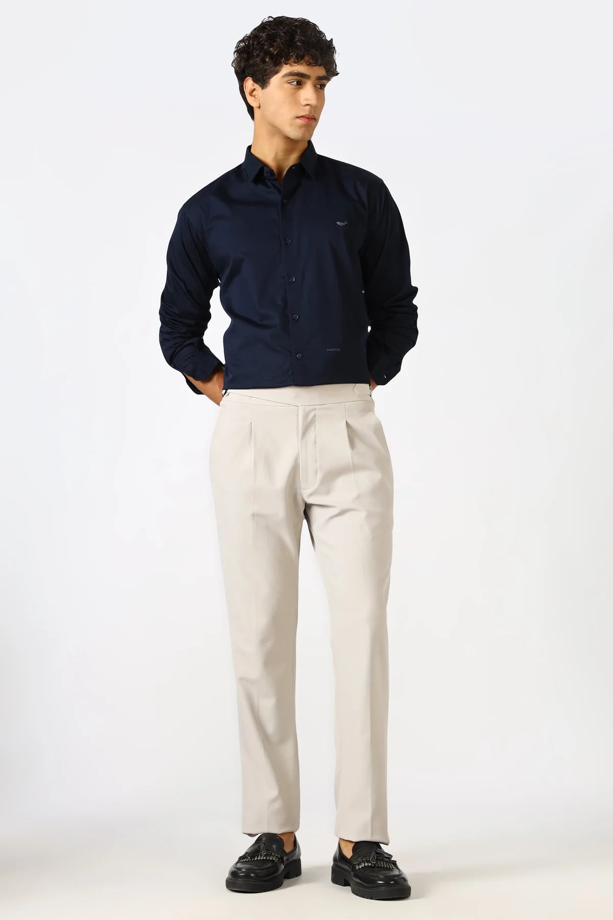 Deep Indigo Cinematic Satin 100% Giza Cotton Shirt