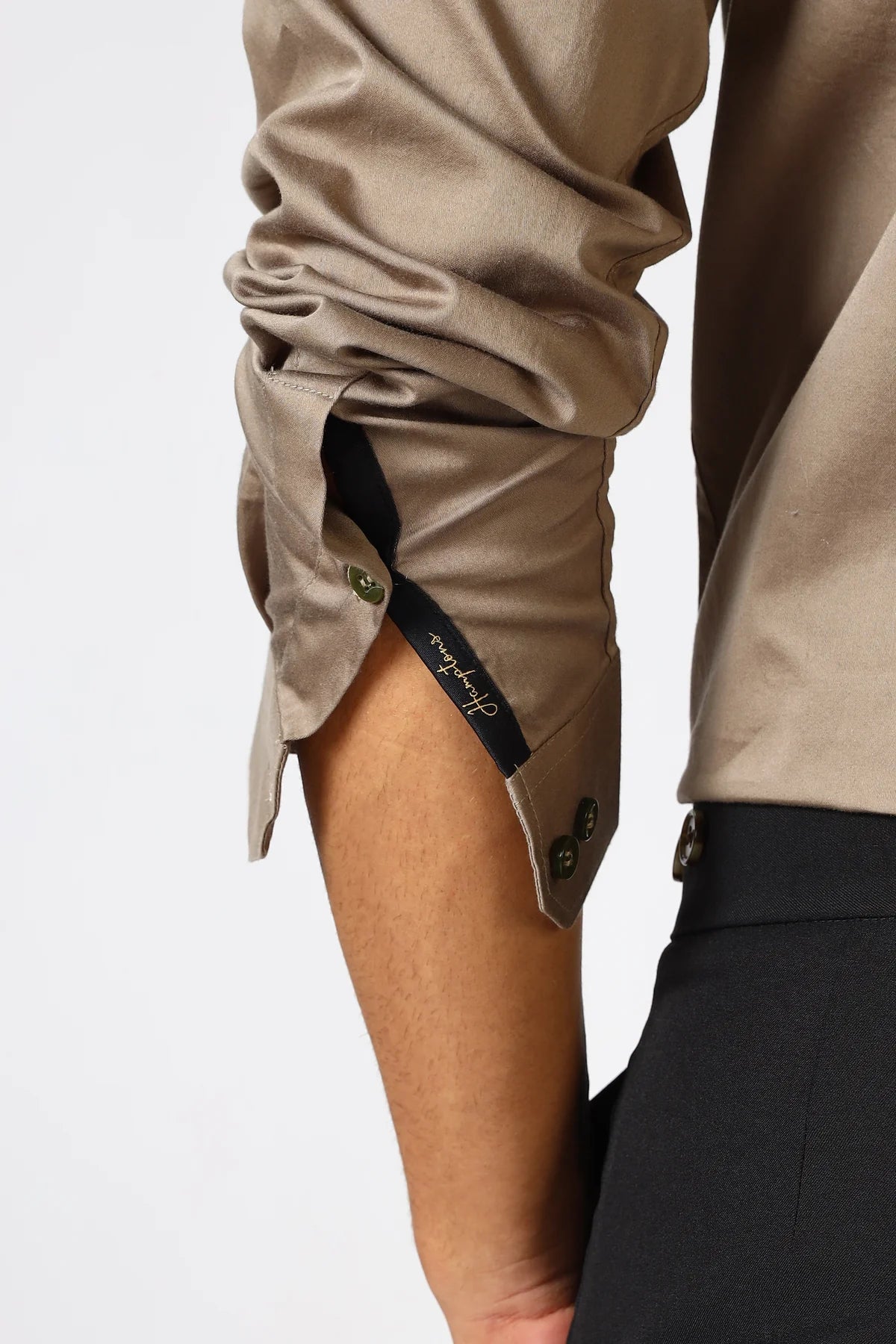 Mink Beige Cinematic Satin 100% Giza Cotton Shirt
