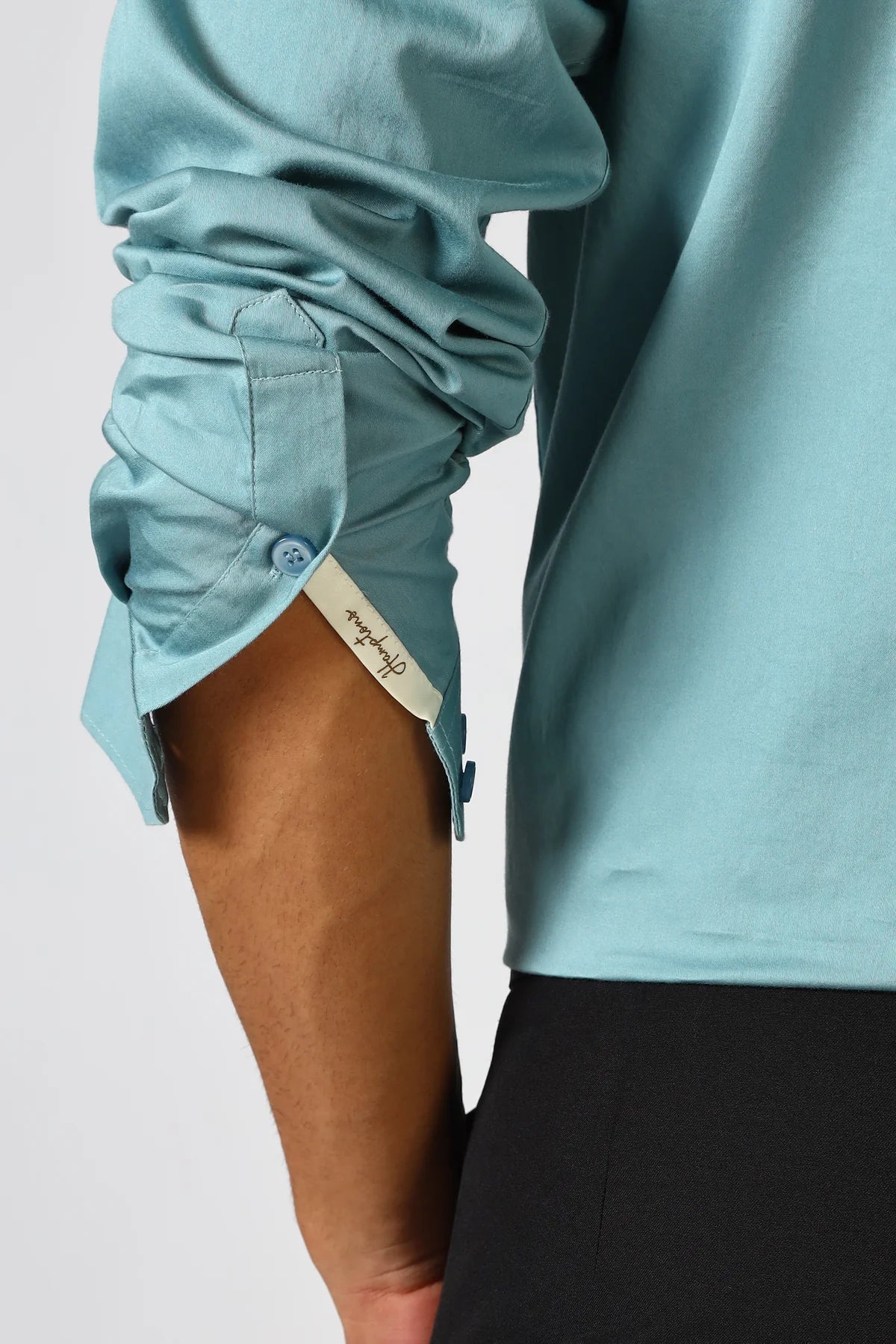 Serene Blue Cinematic Satin 100% Giza Cotton Shirt