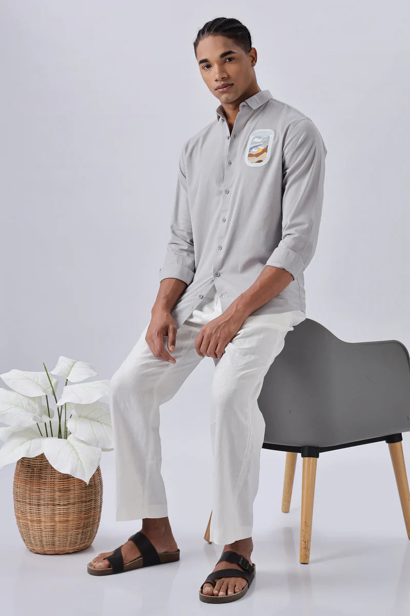 Venice Grey Wanderlust Embroidery Shirt