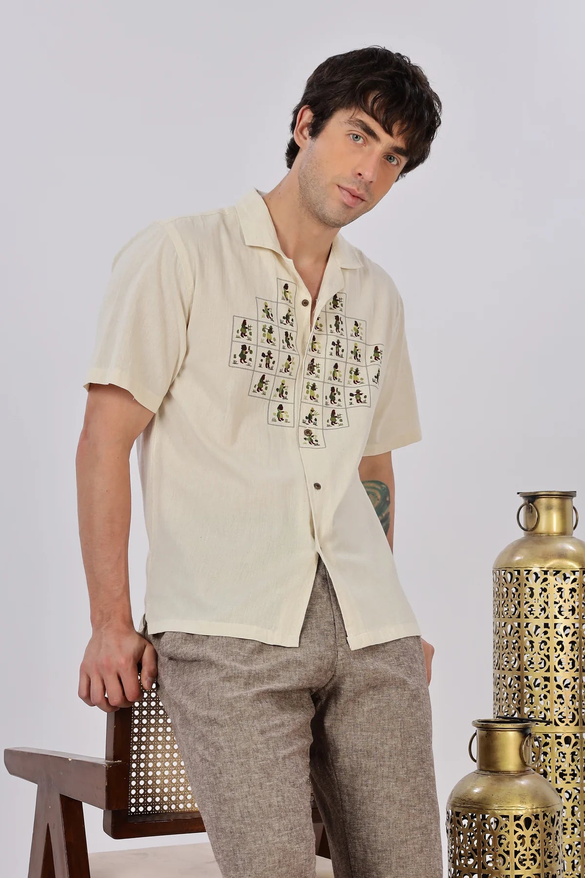 Atlas Mosaic Printed Cuban Collar Shirt