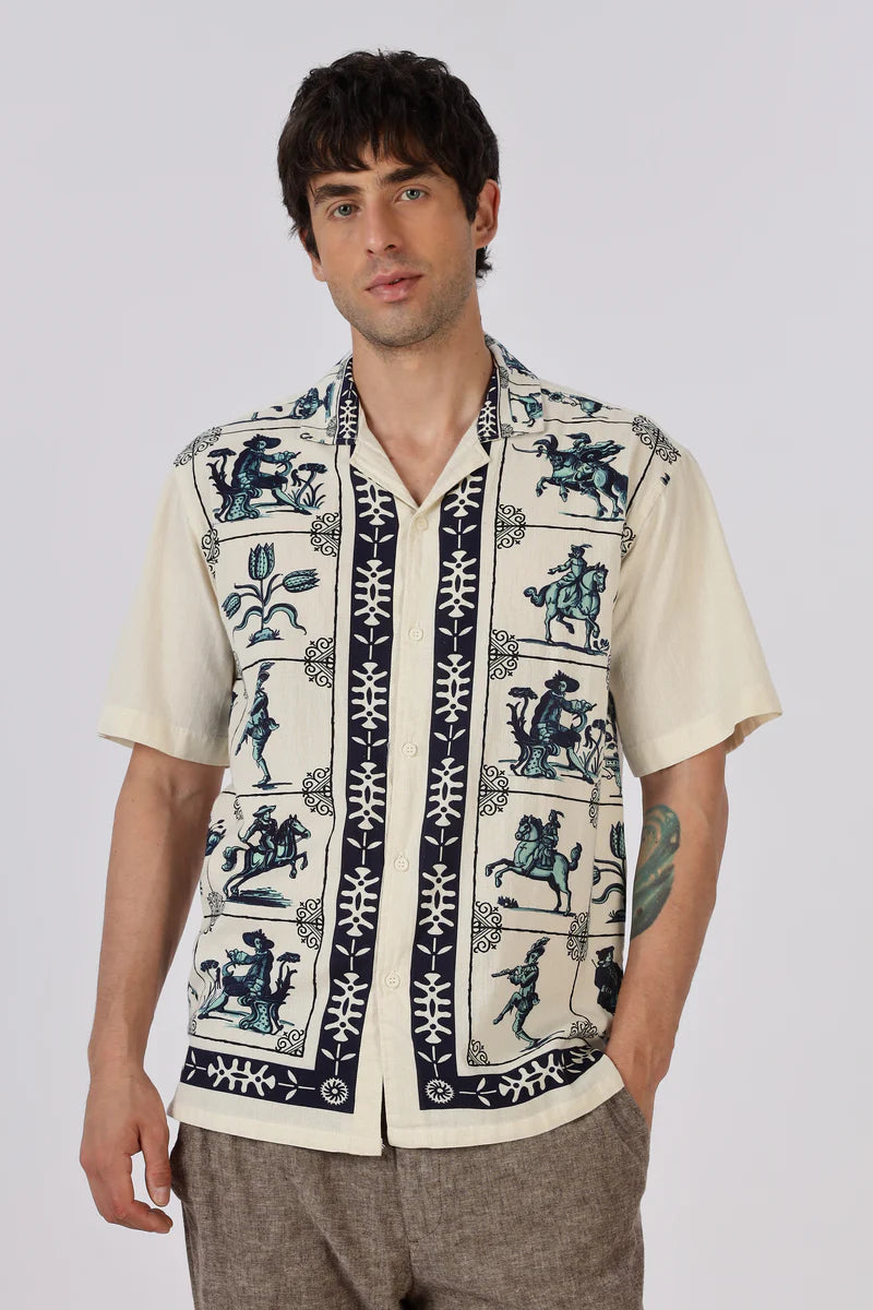 Heritage Rider Printed Cuban Collar Shirt