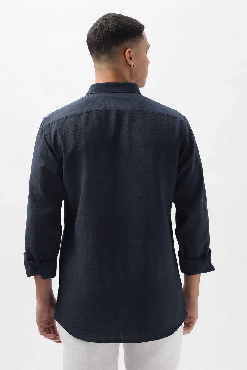 The "Turtle Cove" Wave Blue Embroidery Shirt