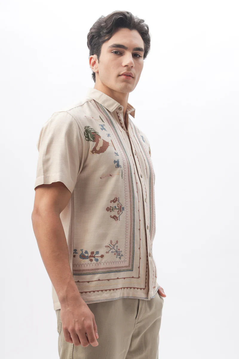 Founder’s Fav Story Intricate Embroidery Box Fit Shirt