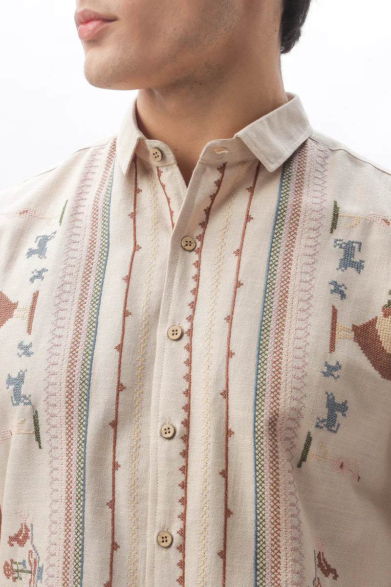 Founder’s Fav Story Intricate Embroidery Box Fit Shirt