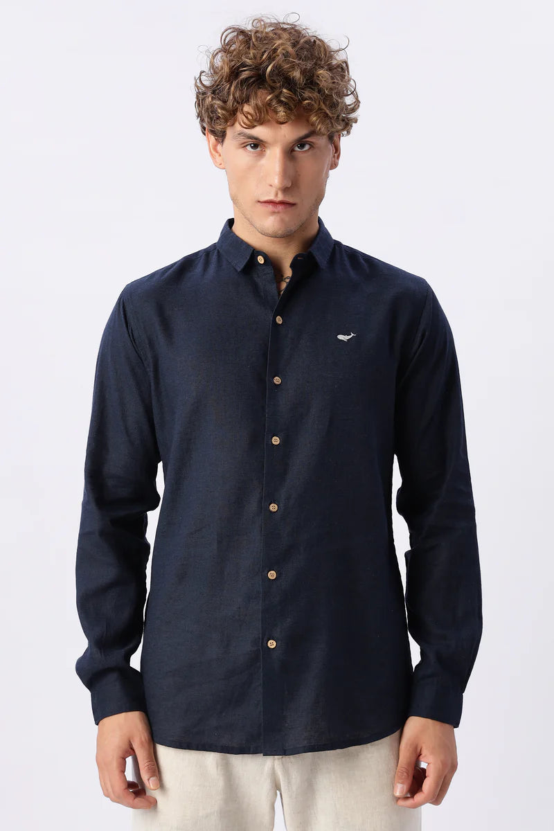 Blue 100% Linen 60s Lea Shirt