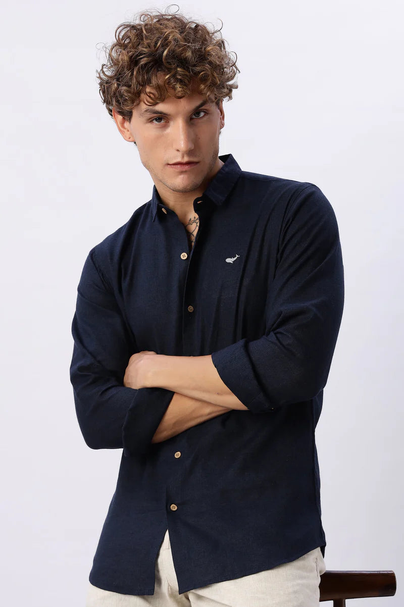 Blue 100% Linen 60s Lea Shirt