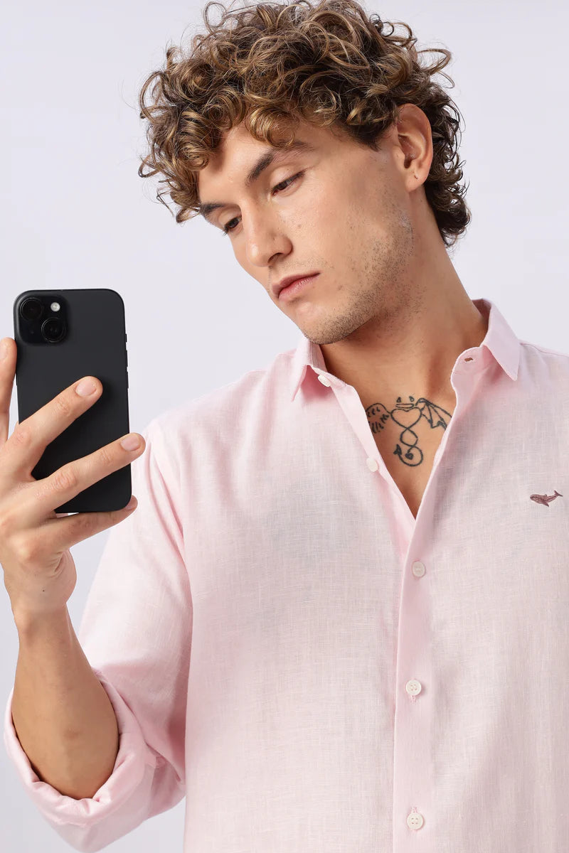Blush Pink 100% Linen 60s Lea Shirt