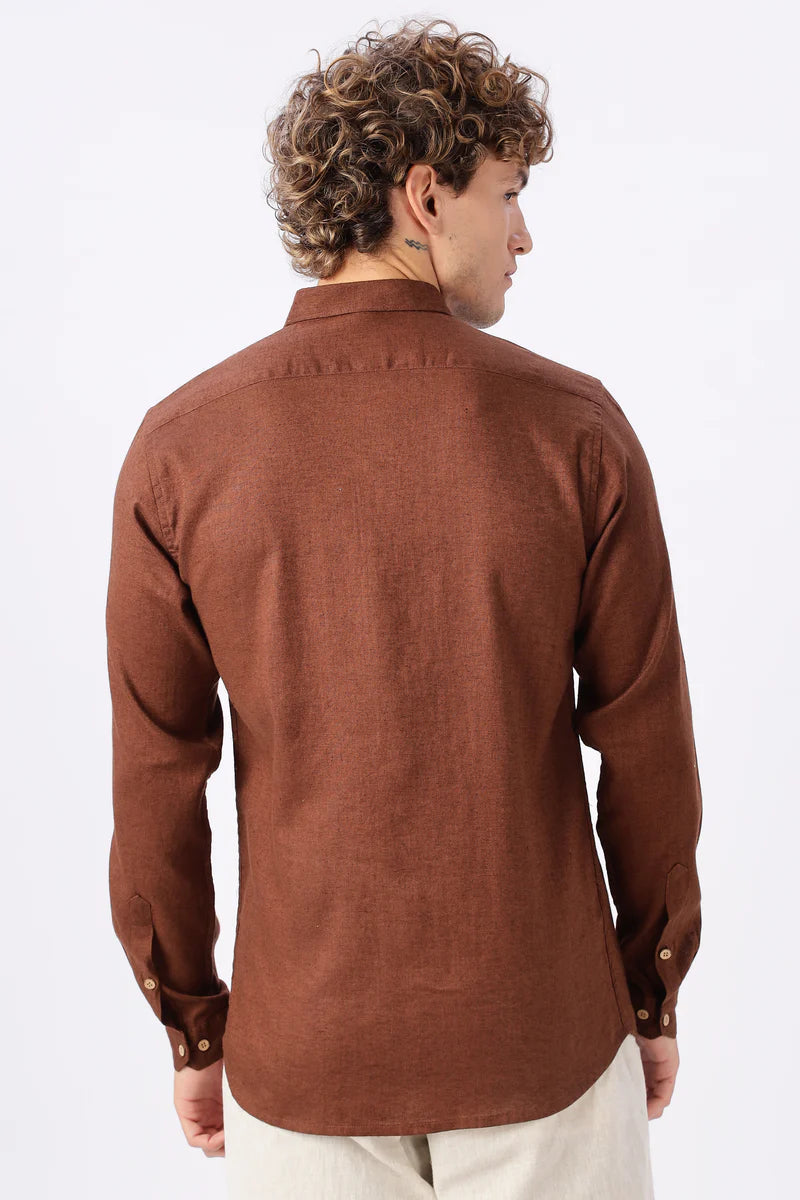 Brown 100% Linen 60s Lea Shirt