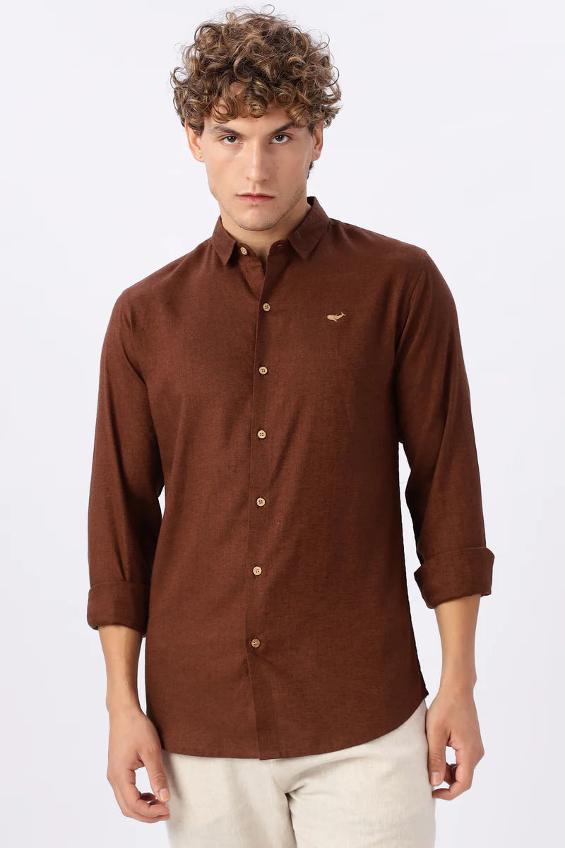 Brown 100% Linen 60s Lea Shirt