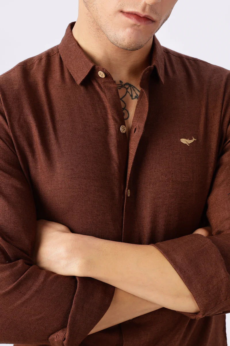 Brown 100% Linen 60s Lea Shirt