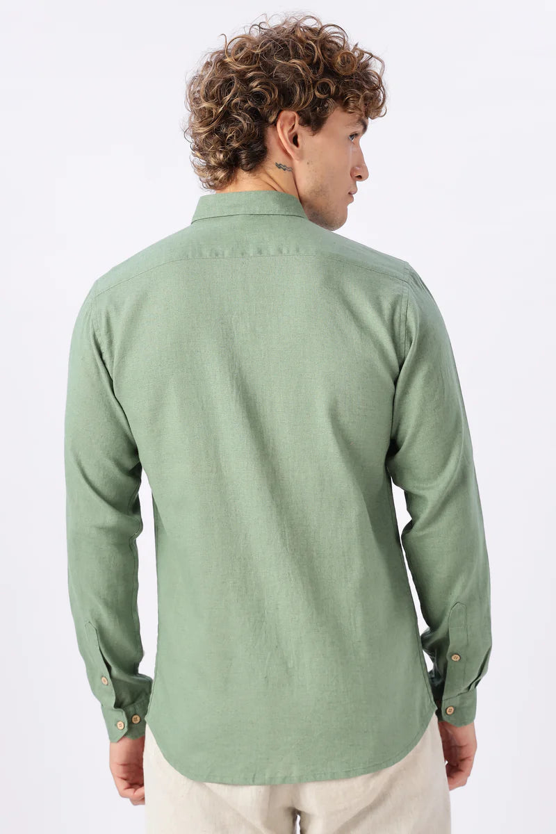 Green 100% Linen 60s Lea Shirt