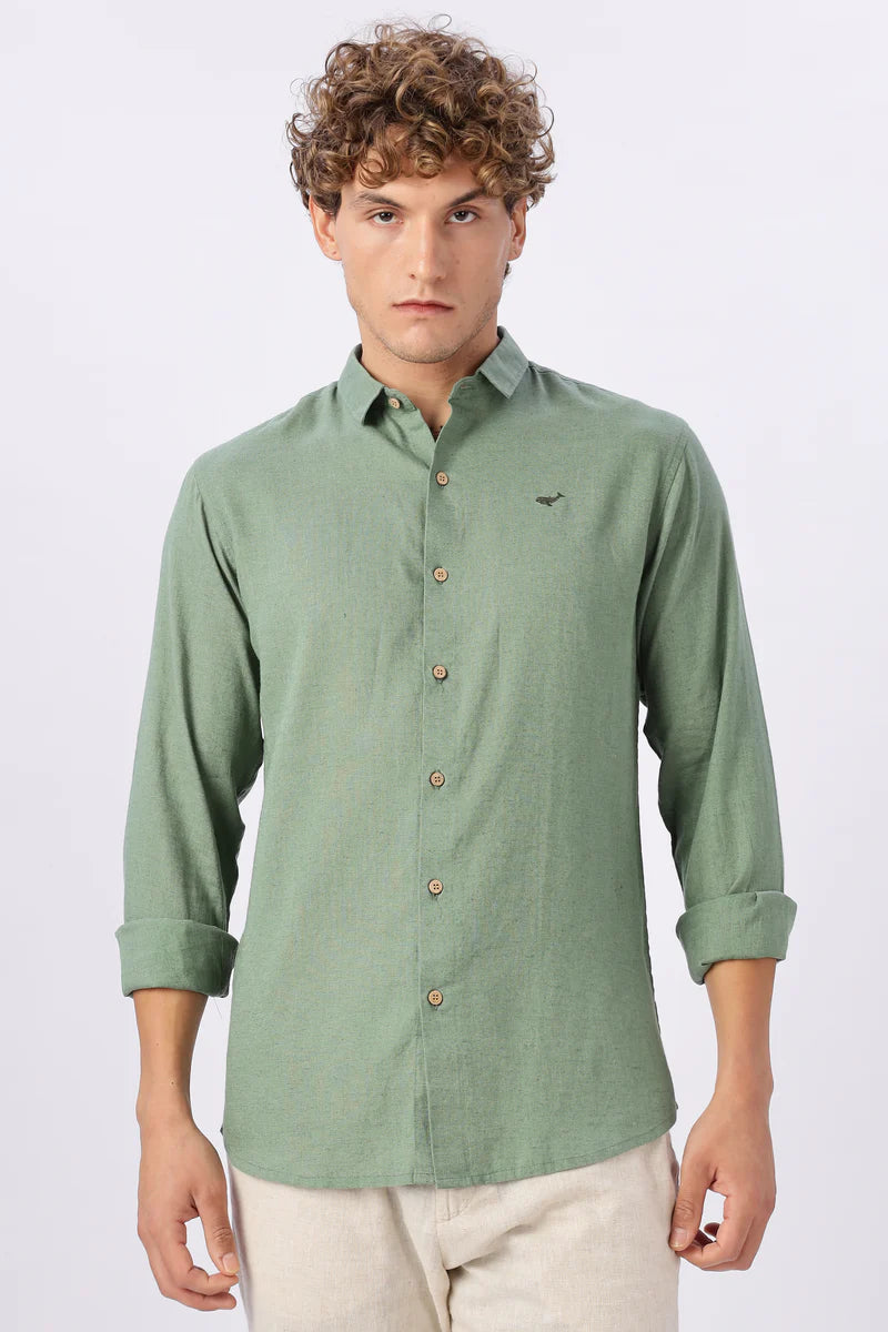 Green 100% Linen 60s Lea Shirt