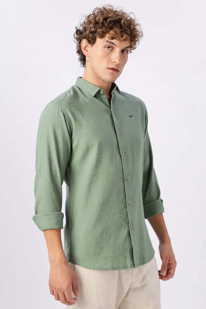 Green 100% Linen 60s Lea Shirt