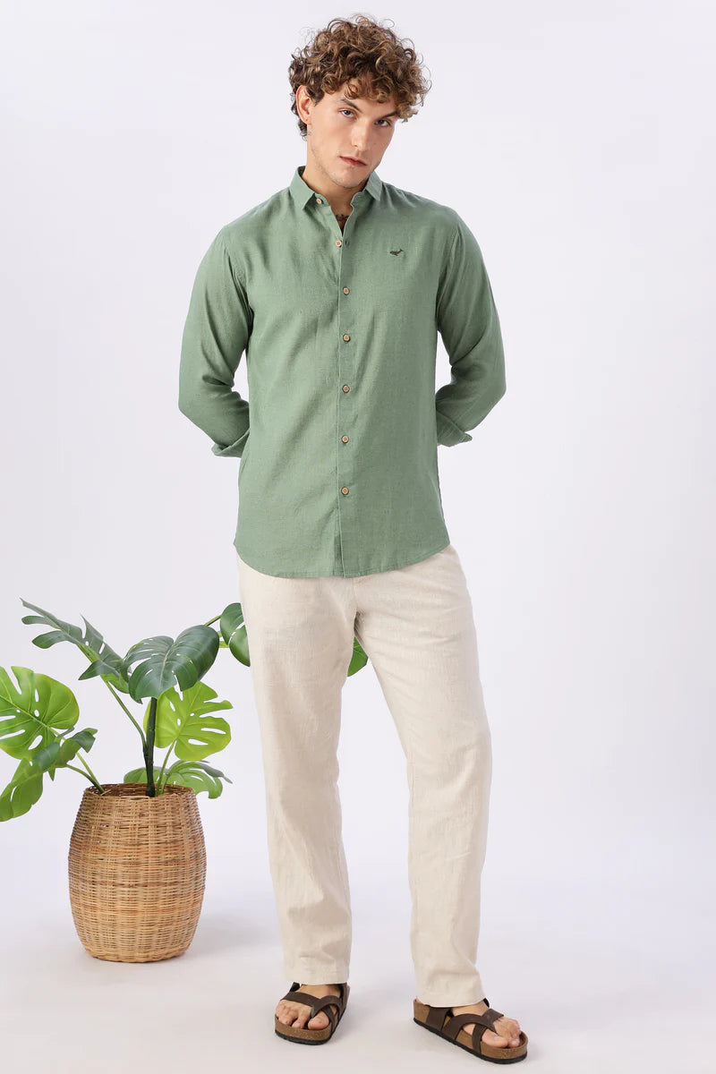 Green 100% Linen 60s Lea Shirt