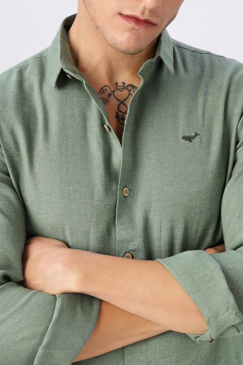Green 100% Linen 60s Lea Shirt