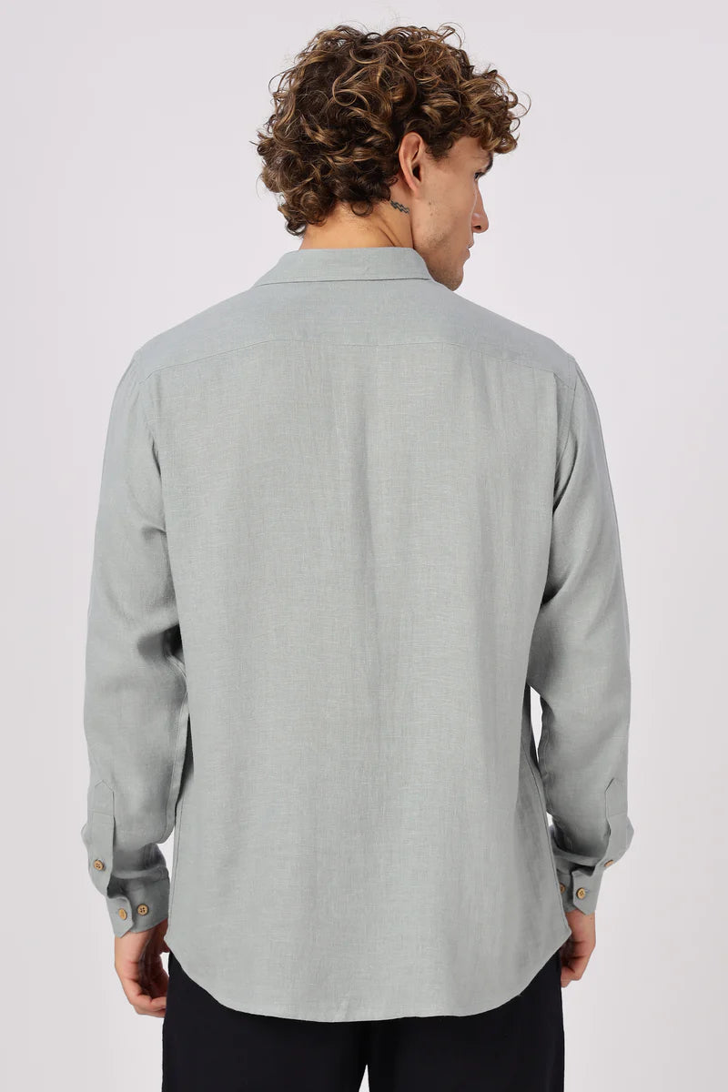Grey 100% Linen 60s Lea Shirt