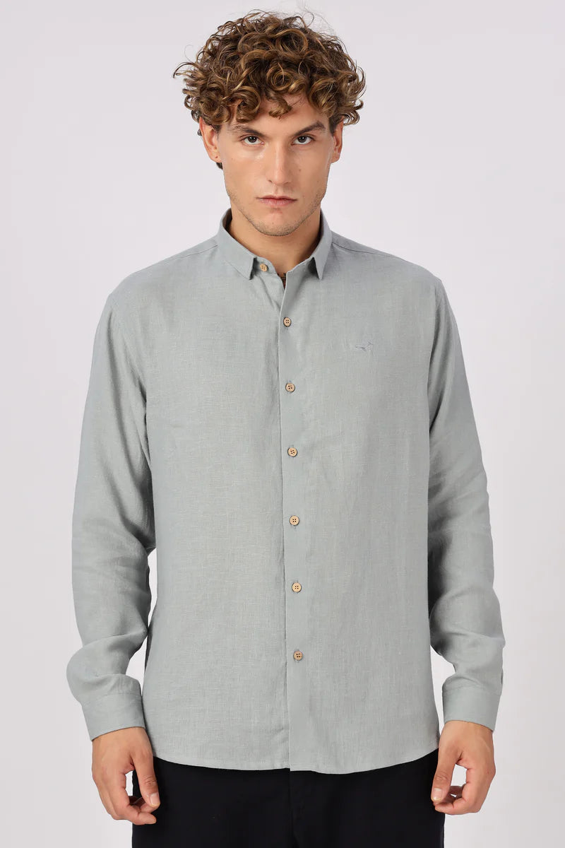 Grey 100% Linen 60s Lea Shirt