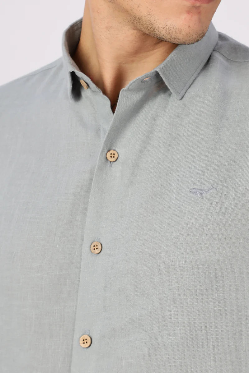 Grey 100% Linen 60s Lea Shirt