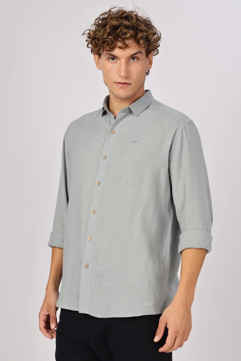 Grey 100% Linen 60s Lea Shirt