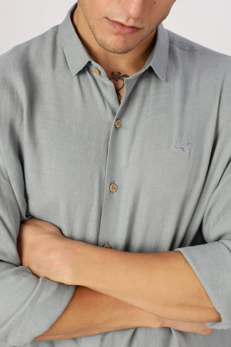 Grey 100% Linen 60s Lea Shirt