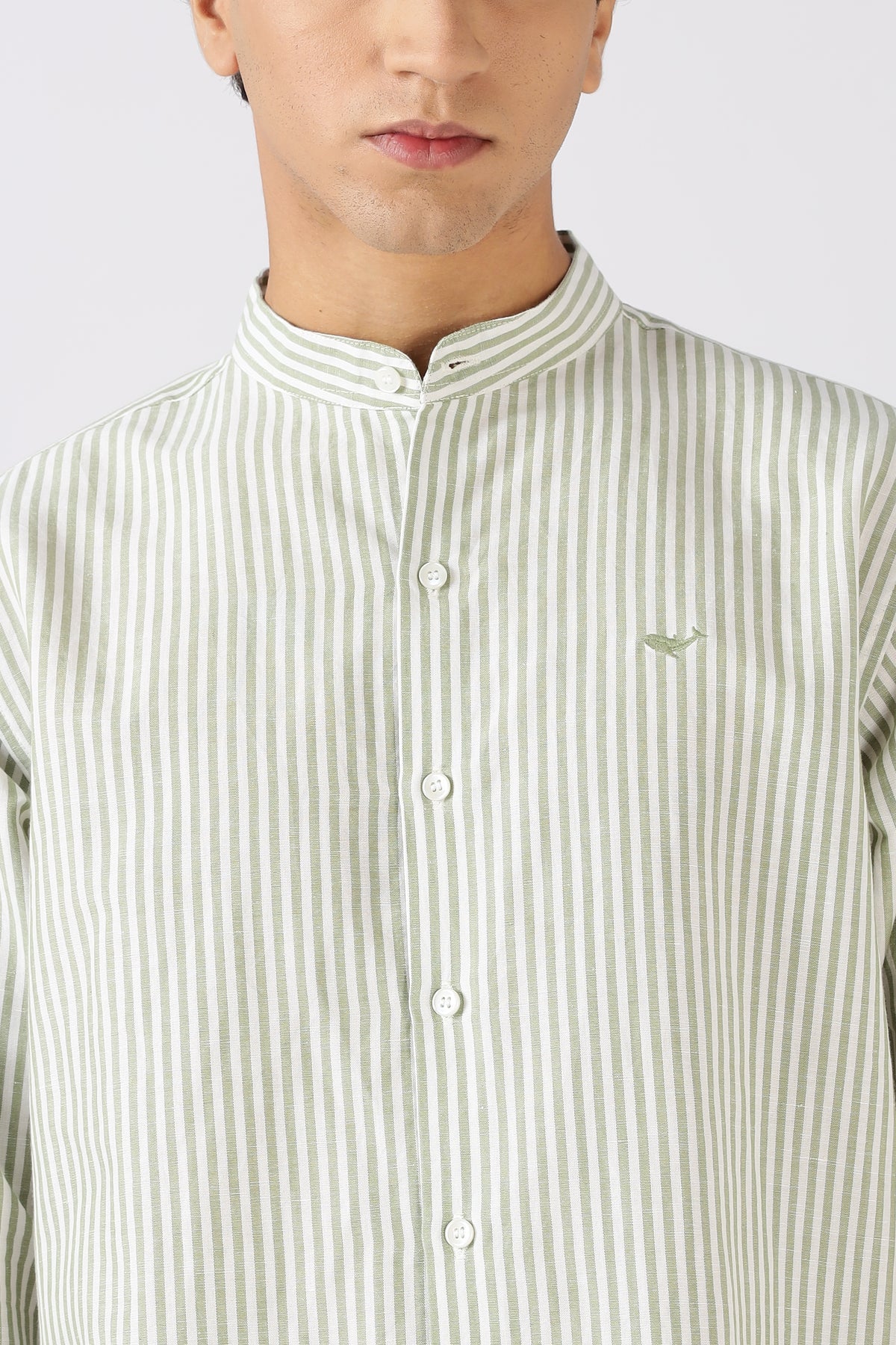 Seagrass Stripe Mandarin Collar Shirt