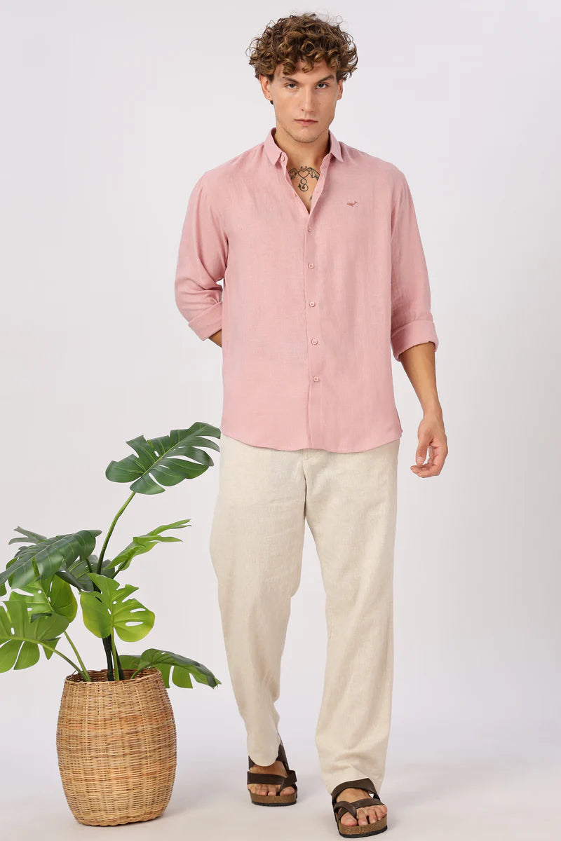 Pink 100% Linen 60s Lea Shirt