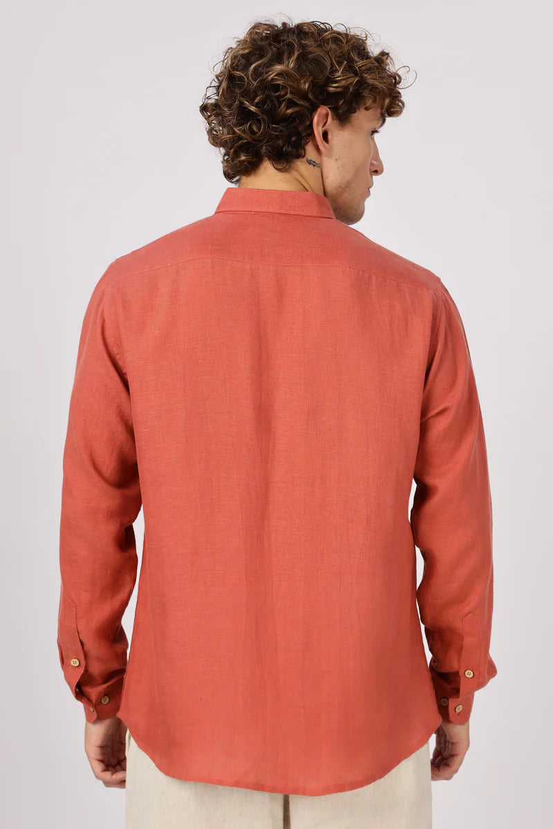 Orange 100% Linen 60s Lea Shirt