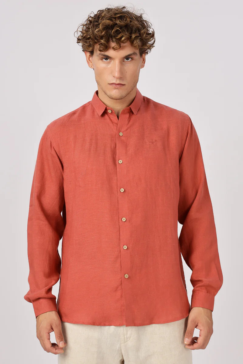 Orange 100% Linen 60s Lea Shirt