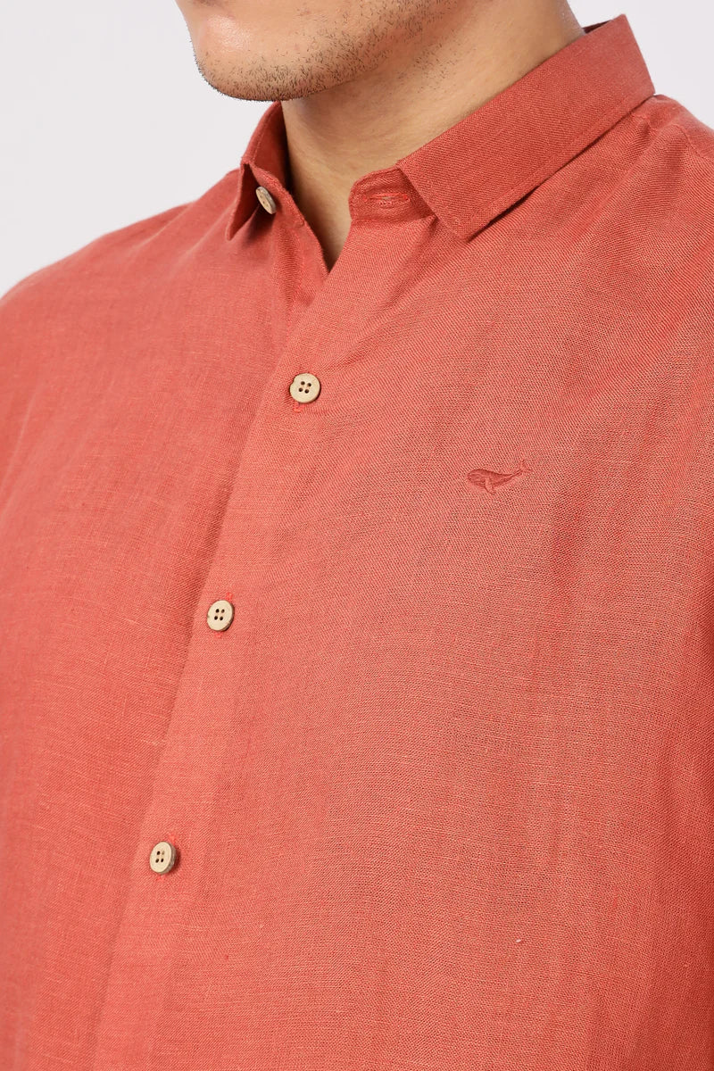 Orange 100% Linen 60s Lea Shirt