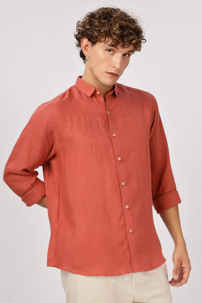 Orange 100% Linen 60s Lea Shirt