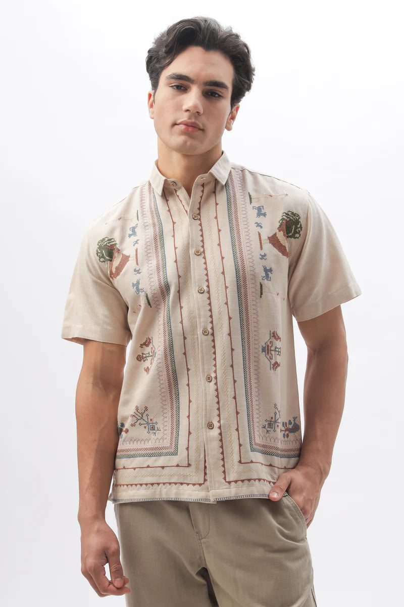 Founder’s Fav Story Intricate Embroidery Box Fit Shirt