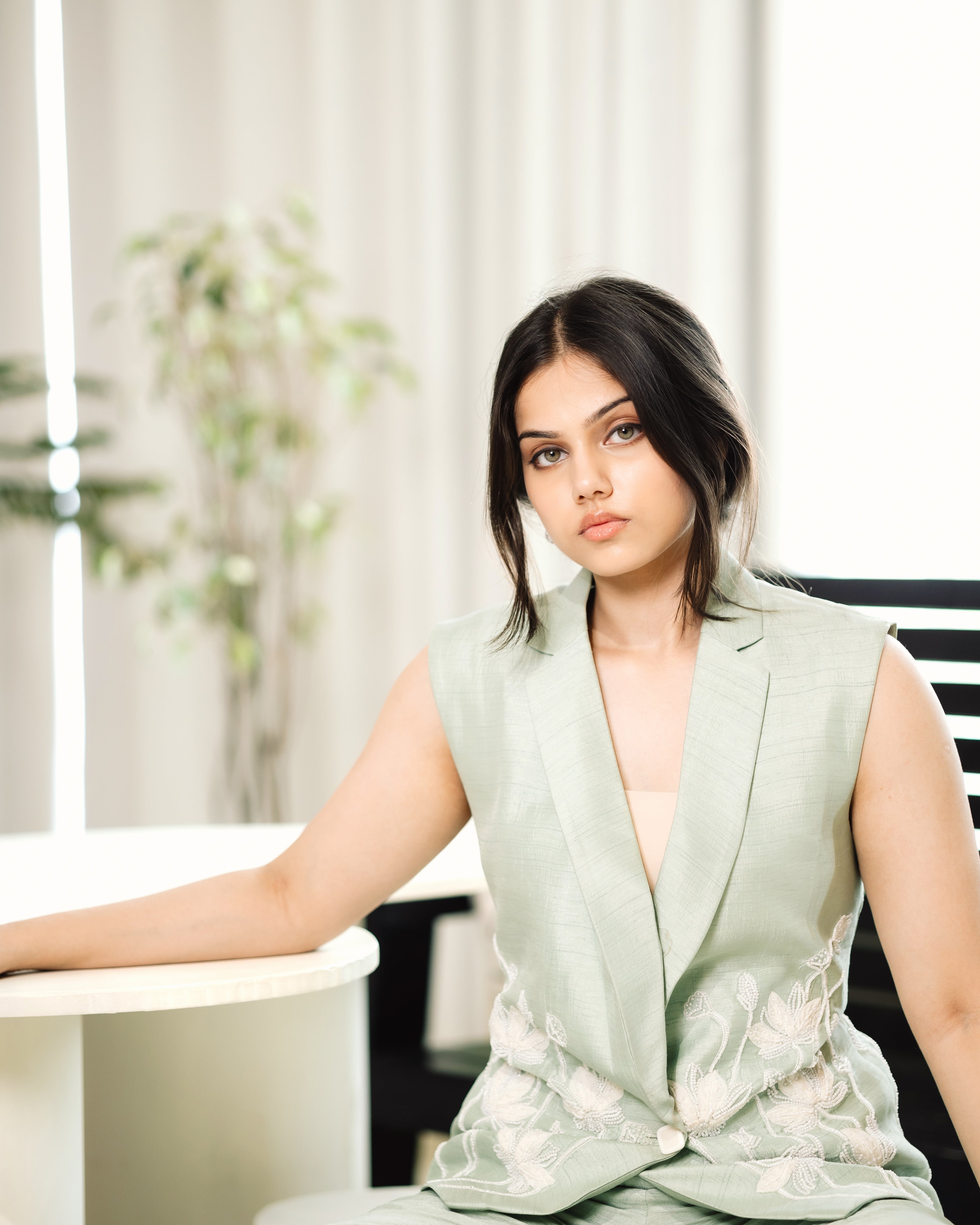 Green Organza flower Jacket and Pant