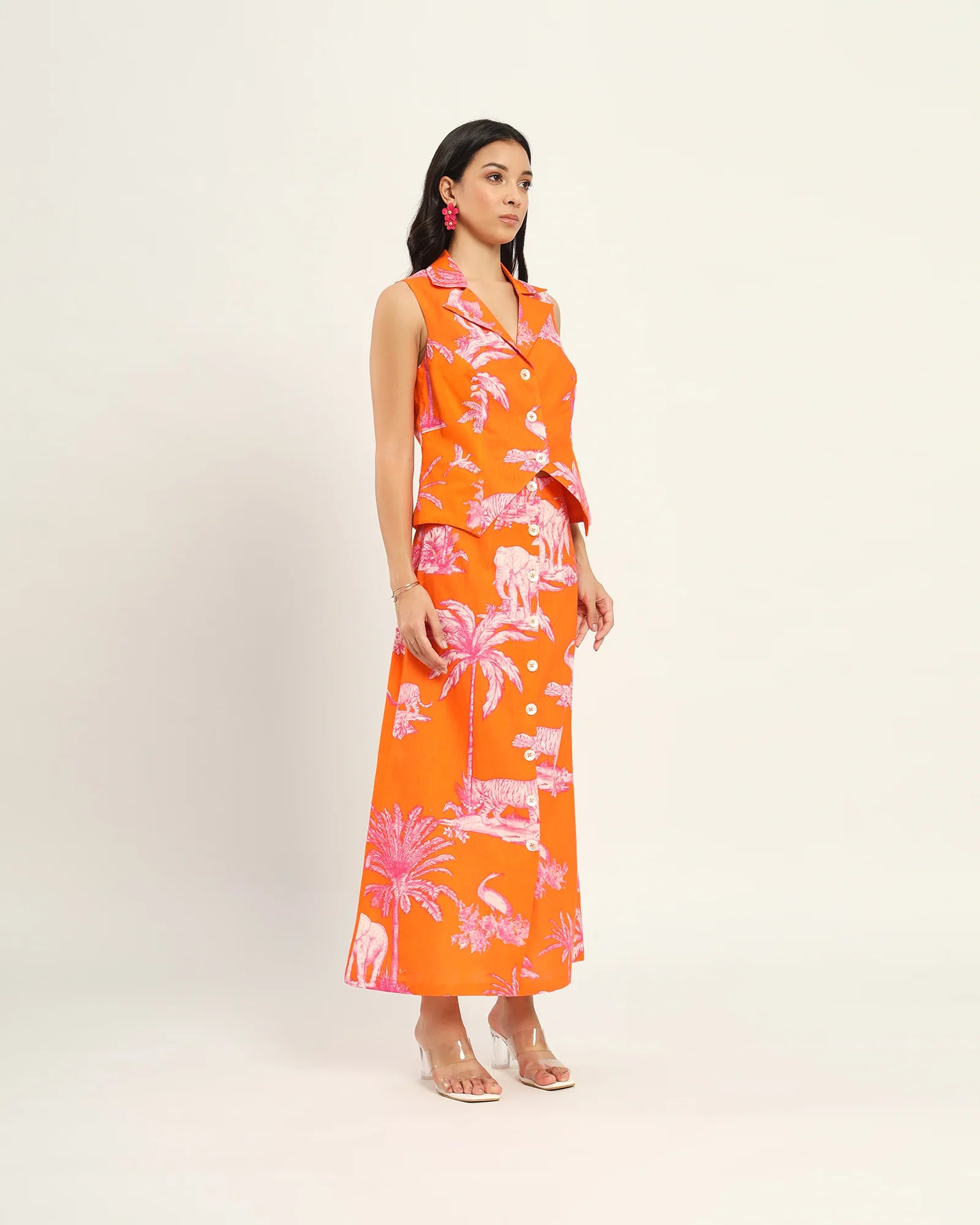 Orange Toile linen dress