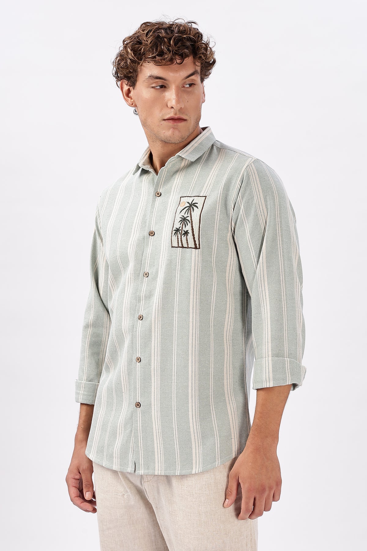 Coconut Conversations 100% Cotton Embroidered Shirt
